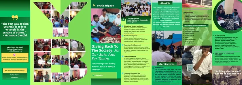 Youth Brigade donor pamphlet